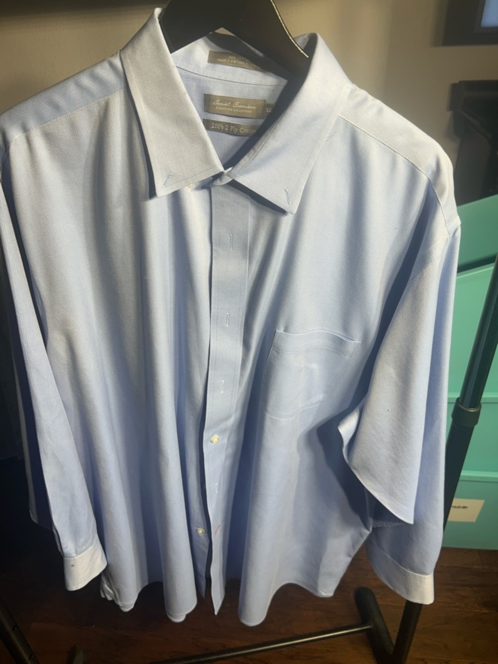 Daniel Cremieux Light Blue Short Sleeve Dress Shirt with Point Collar